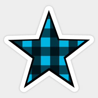 Blue and Black Buffalo Plaid Star Sticker